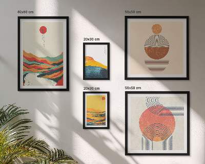 Set of 5 wall art pieces Abstract geometric landscapes