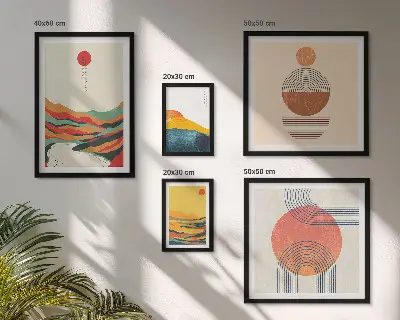 Abstract geometric landscape wall art set of 5 pieces