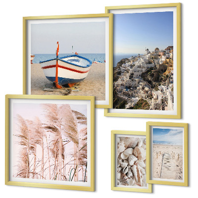 Framed photo set Landscapes, beaches, white buildings