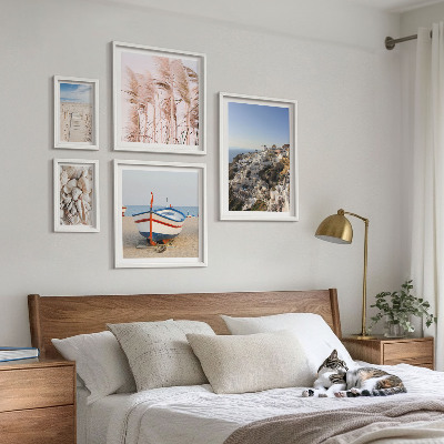 Framed photo set Landscapes, beaches, white buildings