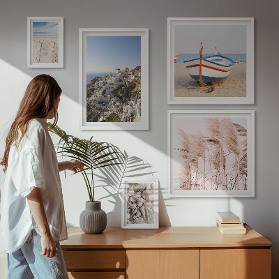 Framed photo set Landscapes, beaches, white buildings