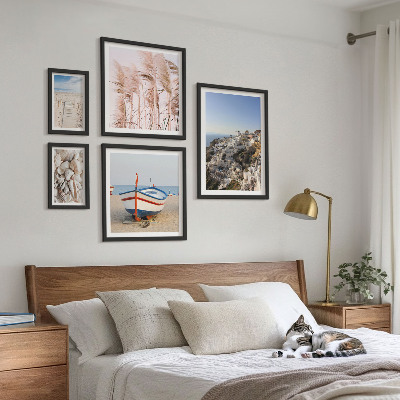 Framed photo set Landscapes, beaches, white buildings