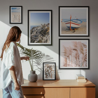 Framed photo set Landscapes, beaches, white buildings