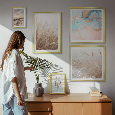 Set of 5 wall art pieces Natural boho ethno landscapes
