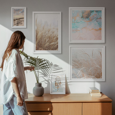 Set of 5 wall art pieces Natural boho ethno landscapes