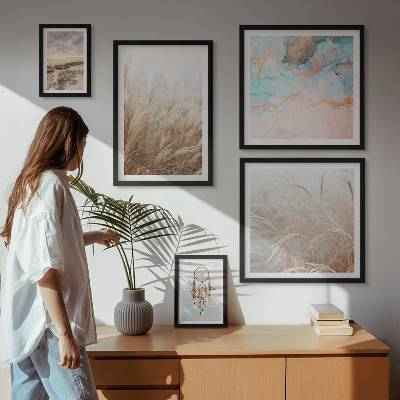 Set of 5 wall art pieces Natural boho ethno landscapes