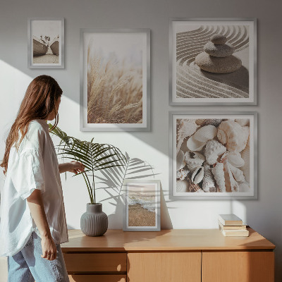 Gallery wall Seaside shells and sand