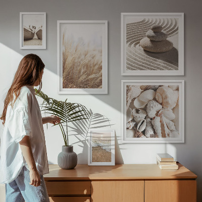 Gallery wall Seaside shells and sand