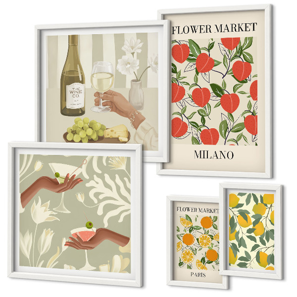 Framed photo set Vintage fruit flower fair