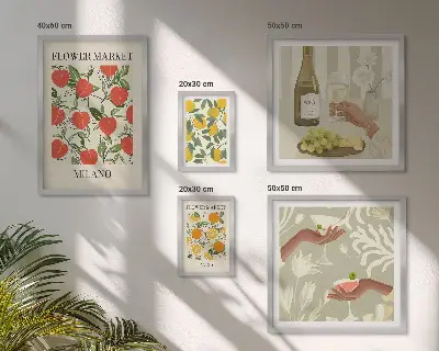 Framed photo set vintage fruit and flower botanical prints