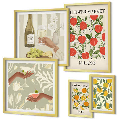 Framed photo set Vintage fruit flower fair