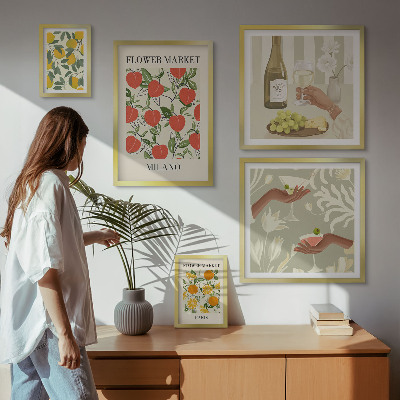 Framed photo set Vintage fruit flower fair