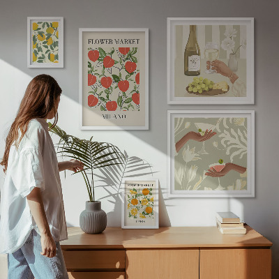 Framed photo set Vintage fruit flower fair