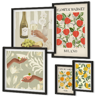 Framed photo set Vintage fruit flower fair