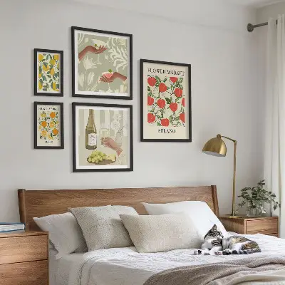 Framed photo set vintage fruit and flower botanical prints