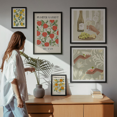 Framed photo set Vintage fruit flower fair