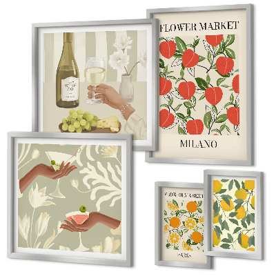 Framed photo set Vintage fruit flower fair