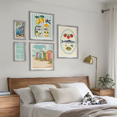 Set of 5 wall art pieces Mediterranean cuisine flavors