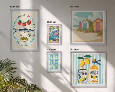 Set of 5 wall art pieces Mediterranean cuisine flavors