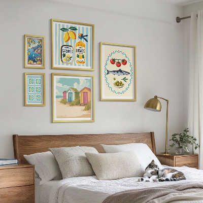 Set of 5 wall art pieces Mediterranean cuisine flavors