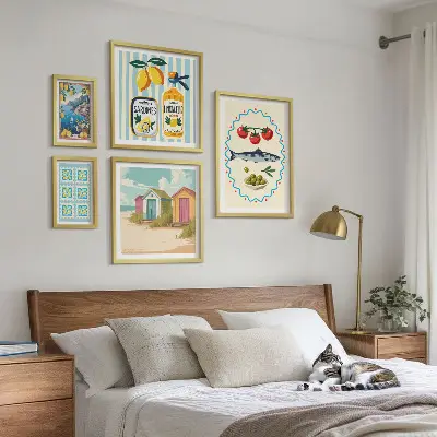 5-Piece Mediterranean Cuisine Wall Art Set vibrant Mediterranean food theme