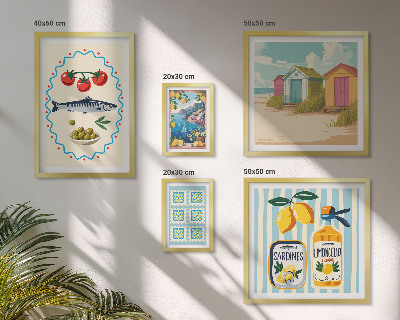 Set of 5 wall art pieces Mediterranean cuisine flavors