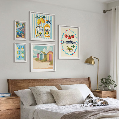 Set of 5 wall art pieces Mediterranean cuisine flavors