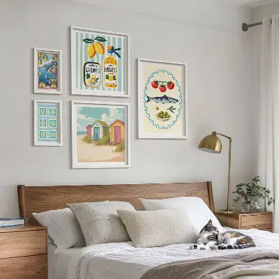 5-Piece Mediterranean Cuisine Wall Art Set vibrant Mediterranean food theme