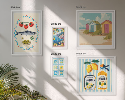 Set of 5 wall art pieces Mediterranean cuisine flavors
