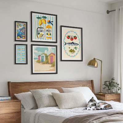 Set of 5 wall art pieces Mediterranean cuisine flavors