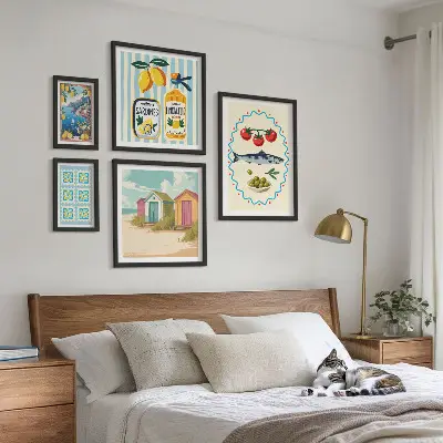 5-Piece Mediterranean Cuisine Wall Art Set vibrant Mediterranean food theme