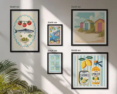 5-Piece Mediterranean Cuisine Wall Art Set vibrant Mediterranean food theme