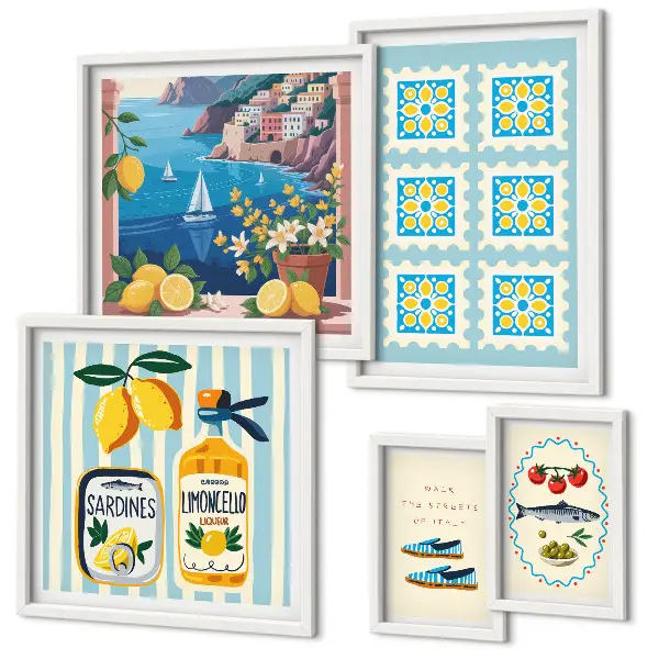 Gallery wall set Italian cuisine aesthetic