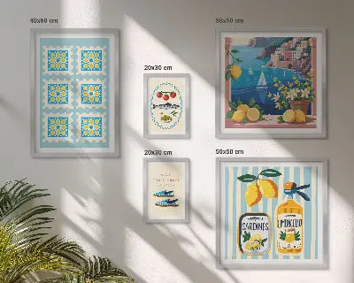 Gallery wall set Italian cuisine aesthetic
