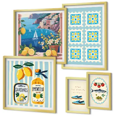 Gallery wall set Italian cuisine aesthetic