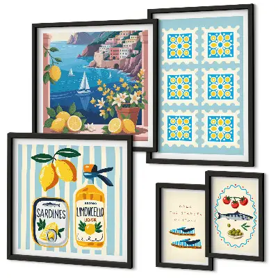 Gallery wall set Italian cuisine aesthetic