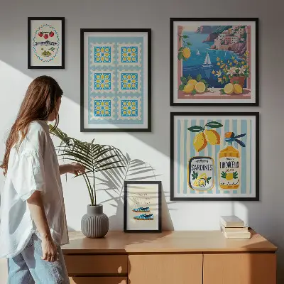 Gallery wall set Italian cuisine aesthetic