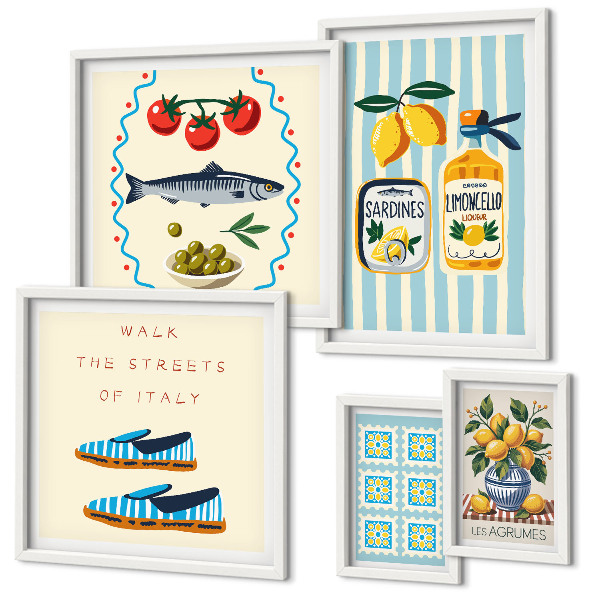 Framed photo set Italian cuisine citrus fruits