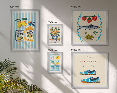 Framed photo set Italian cuisine citrus fruits