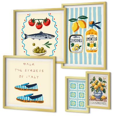 Framed photo set Italian cuisine citrus fruits