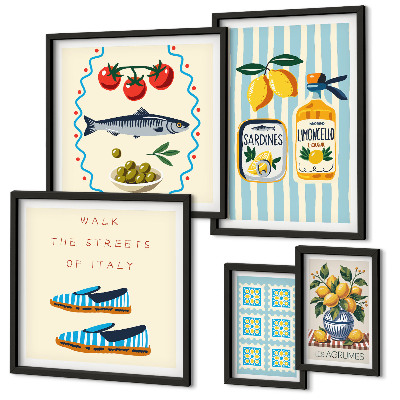 Framed photo set Italian cuisine citrus fruits
