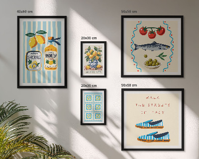 Framed photo set Italian cuisine citrus fruits