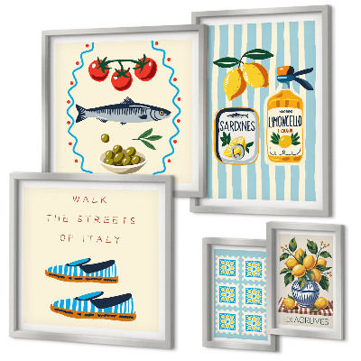 Framed photo set Italian cuisine citrus fruits