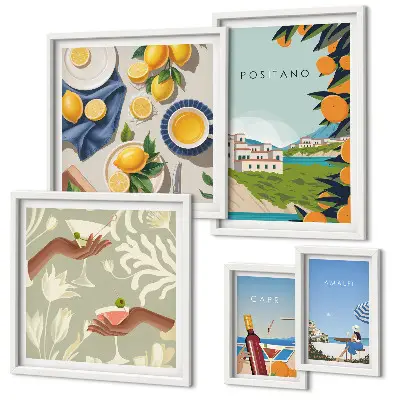 Italian Holidays Amalfi and Capri wall art set set of 5 pieces