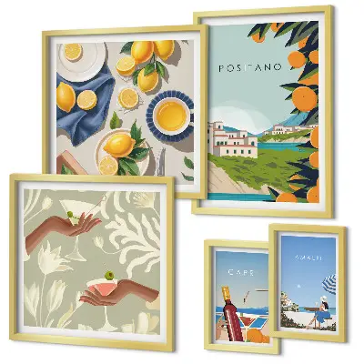 Italian Holidays Amalfi and Capri wall art set set of 5 pieces