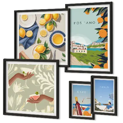 Italian Holidays Amalfi and Capri wall art set set of 5 pieces