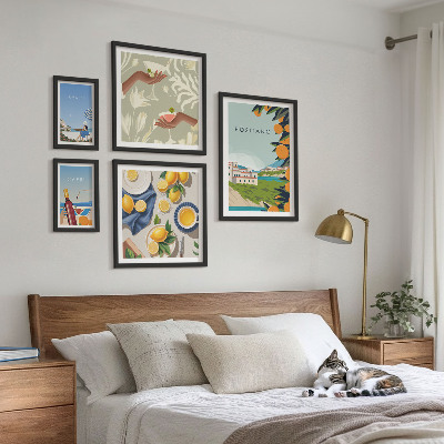 Set of 5 wall art pieces Italian Holidays Amalfi Capri