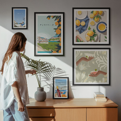 Set of 5 wall art pieces Italian Holidays Amalfi Capri