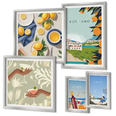 Italian Holidays Amalfi and Capri wall art set set of 5 pieces