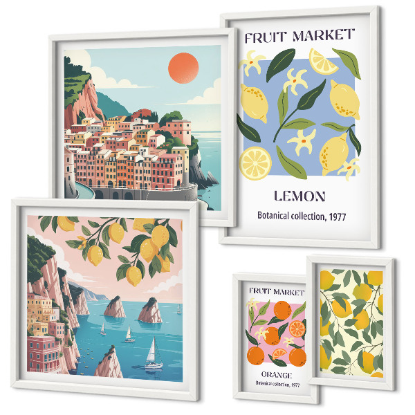 Gallery wall Vintage fruit landscapes